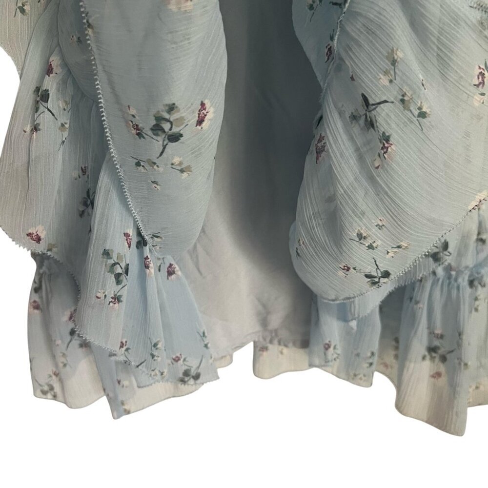 Abercrombie & Fitch Womens Dress, Blue Babydoll Mini Flowy Tiered Coquette Small - Picture 10 of 11